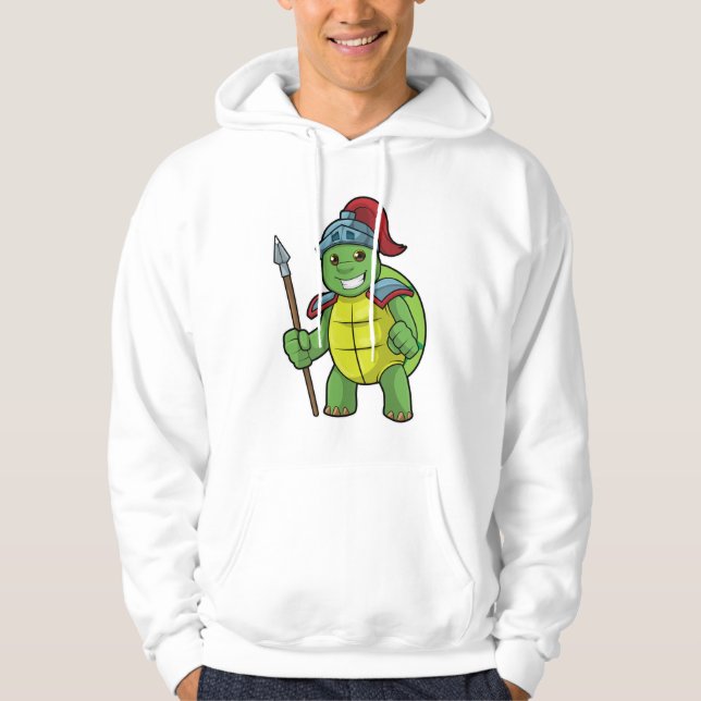 Schildkröte als Krieger mit Spear & Helmet Hoodie (Vorderseite)