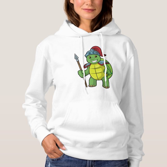 Schildkröte als Krieger mit Spear & Helmet Hoodie (Vorderseite)