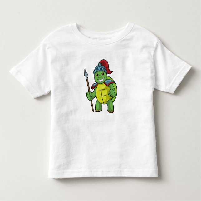 Schildkröte als Krieger mit Spear & Helmet Kleinkind T-shirt (Vorderseite)