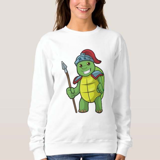 Schildkröte als Krieger mit Spear & Helmet Sweatshirt (Vorderseite)