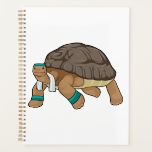 Schildkröte als Läufer mit Handtuch Planer