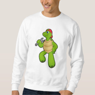 Schildkröte als Mechanik mit Schraubenschlüssel un Sweatshirt