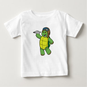 Schildkröte als Pilot mit Papier-Flugzeug Baby T-shirt