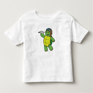 Schildkröte als Pilot mit Papier-Flugzeug Kleinkind T-shirt