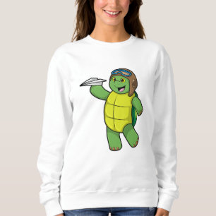 Schildkröte als Pilot mit Papier-Flugzeug Sweatshirt