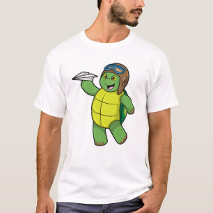 Schildkröte als Pilot mit Papier-Flugzeug T-Shirt