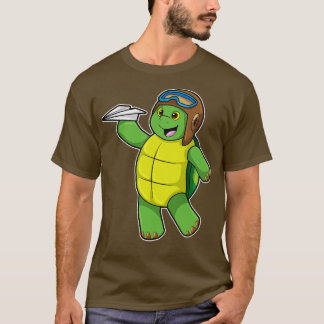 Schildkröte als Pilot mit Papier-Flugzeug T-Shirt