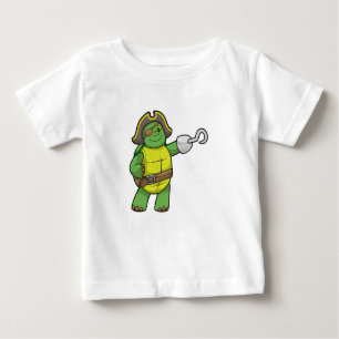Schildkröte als Pirate mit Hooked-Hand und Augenpf Baby T-shirt