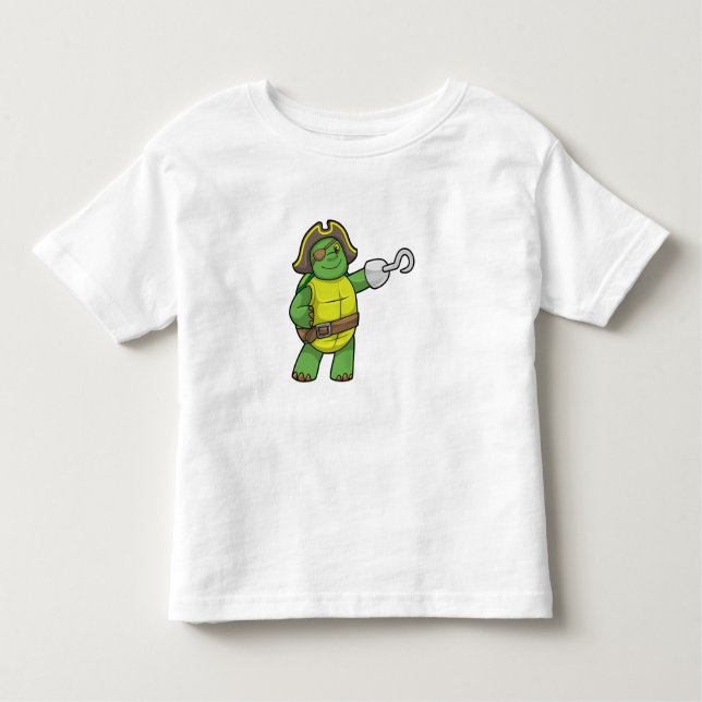 Schildkröte als Pirate mit Hooked-Hand und Augenpf Kleinkind T-shirt (Vorderseite)