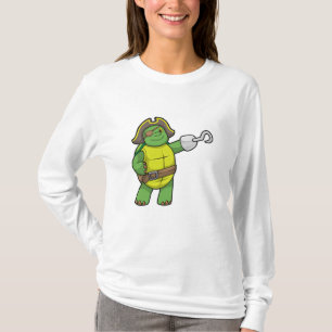 Schildkröte als Pirate mit Hooked-Hand und Augenpf T-Shirt