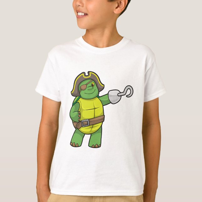 Schildkröte als Pirate mit Hooked-Hand und Augenpf T-Shirt (Vorderseite)