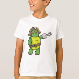 Schildkröte als Pirate mit Hooked-Hand und Augenpf T-Shirt