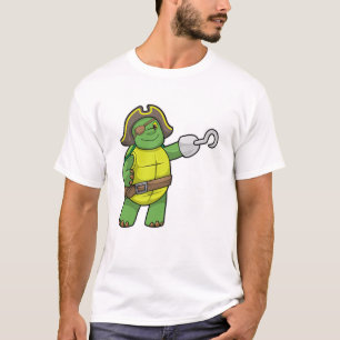 Schildkröte als Pirate mit Hooked-Hand und Augenpf T-Shirt
