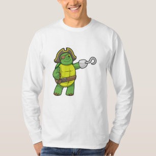 Schildkröte als Pirate mit Hooked-Hand und Augenpf T-Shirt