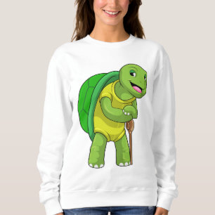 Schildkröte als Rentner mit Gehstock Sweatshirt