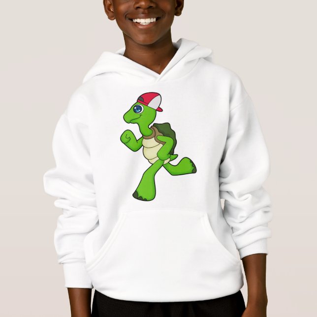 Schildkröte als Runner mit Cap Hoodie (Vorderseite)