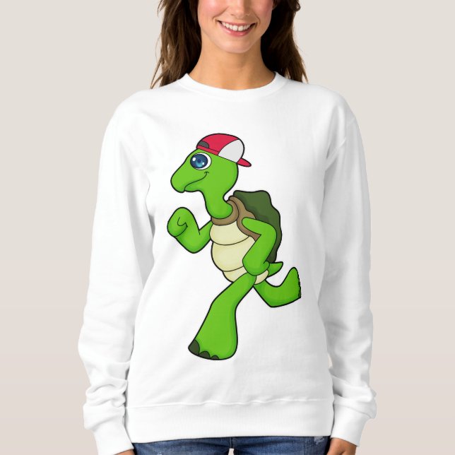 Schildkröte als Runner mit Cap Sweatshirt (Vorderseite)
