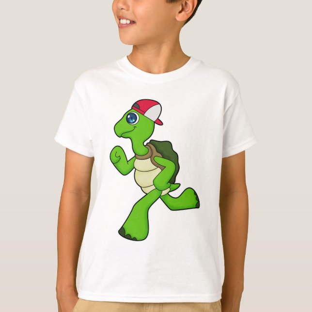 Schildkröte als Runner mit Cap T-Shirt (Vorderseite)