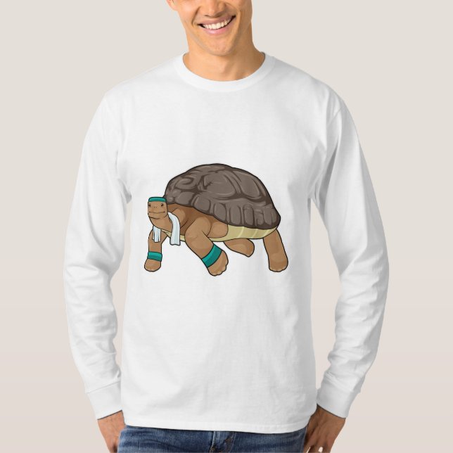 Schildkröte als Runner mit Handtuch T-Shirt (Vorderseite)
