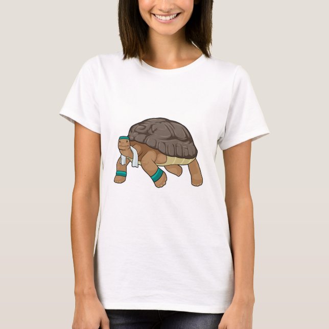 Schildkröte als Runner mit Handtuch T-Shirt (Vorderseite)