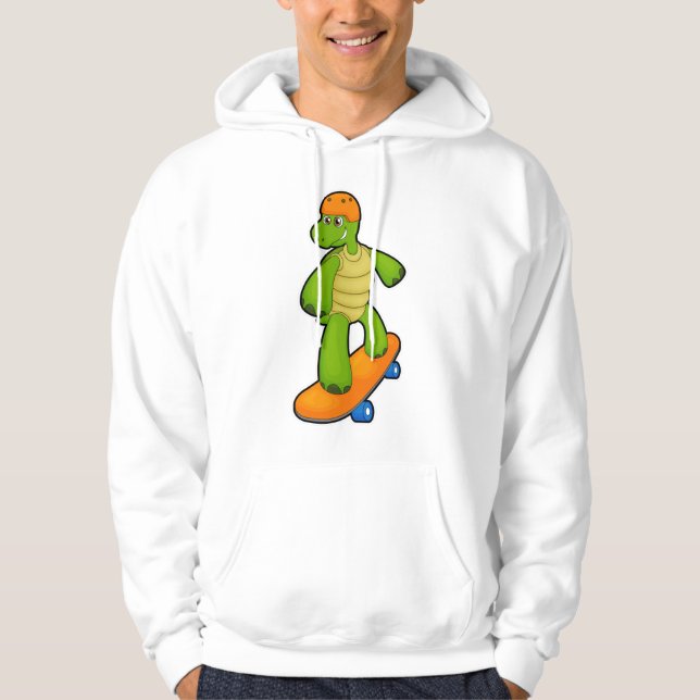 Schildkröte als Skateboarder mit Skateboard & Helm Hoodie (Vorderseite)