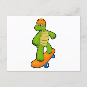 Schildkröte als Skateboarder mit Skateboard & Helm Postkarte