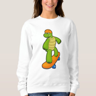 Schildkröte als Skateboarder mit Skateboard & Helm Sweatshirt