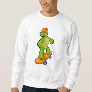 Schildkröte als Skateboarder mit Skateboard & Helm Sweatshirt