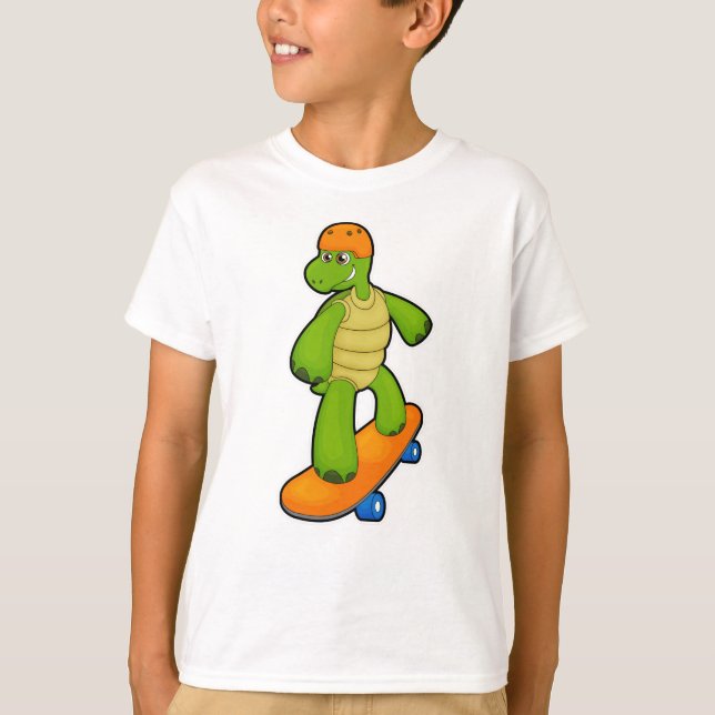 Schildkröte als Skateboarder mit Skateboard & Helm T-Shirt (Vorderseite)