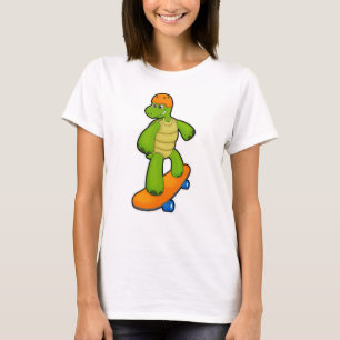 Schildkröte als Skateboarder mit Skateboard & Helm T-Shirt