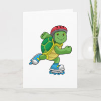 Schildkröte als Skater mit Inline-Skaten und Helm