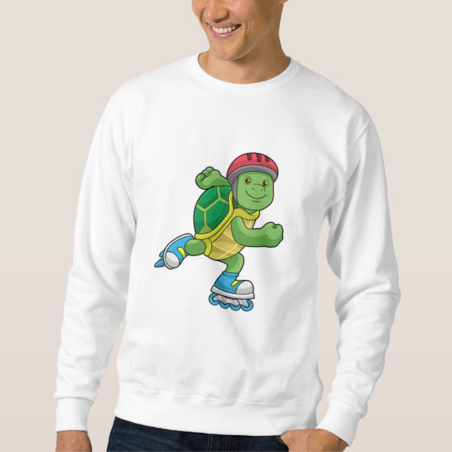 Schildkröte als Skater mit Inline-Skaten und Helm Sweatshirt (Vorderseite)