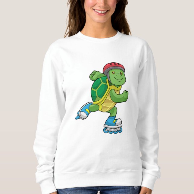 Schildkröte als Skater mit Inline-Skaten und Helm Sweatshirt (Vorderseite)