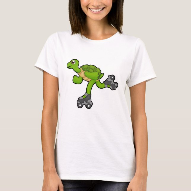 Schildkröte als Skater mit Roller-Skaten T-Shirt (Vorderseite)