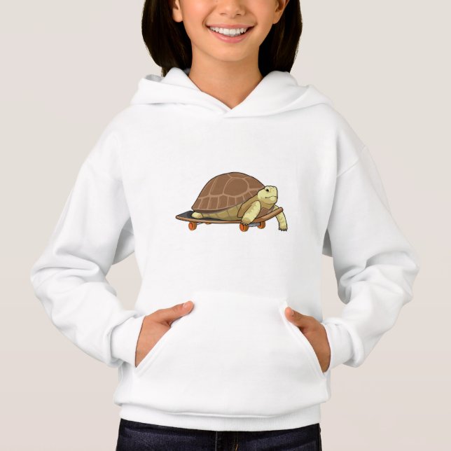 Schildkröte als Skater mit Skateboard Hoodie (Vorderseite)