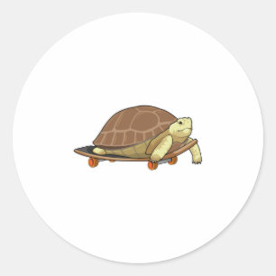 Schildkröte als Skater mit Skateboard Runder Aufkleber