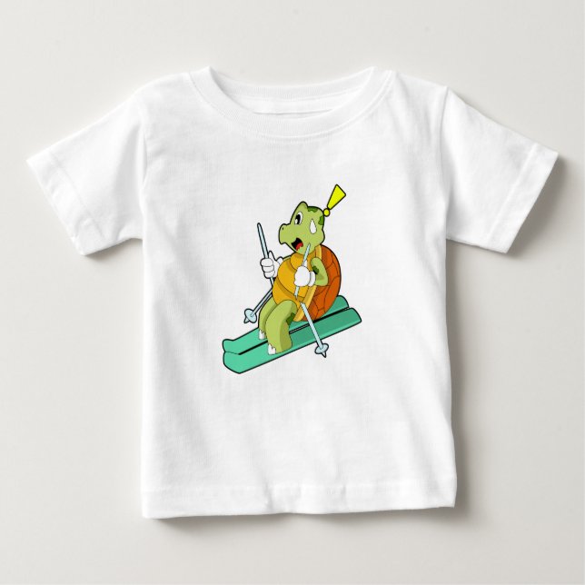 Schildkröte als Skifahrer Baby T-shirt (Vorderseite)
