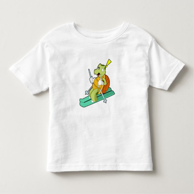 Schildkröte als Skifahrer Kleinkind T-shirt (Vorderseite)