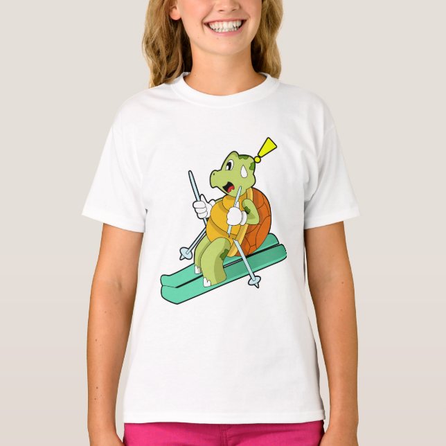 Schildkröte als Skifahrer T-Shirt (Vorderseite)