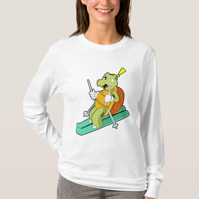 Schildkröte als Skifahrer T-Shirt (Vorderseite)