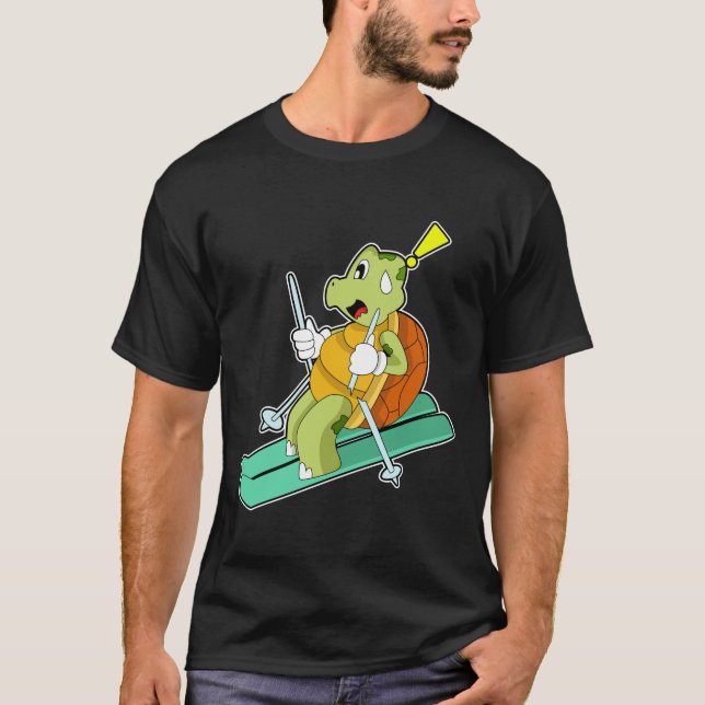Schildkröte als Skifahrer T-Shirt (Vorderseite)
