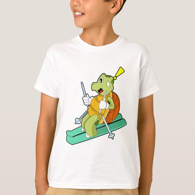Schildkröte als Skifahrer T-Shirt (Vorderseite)