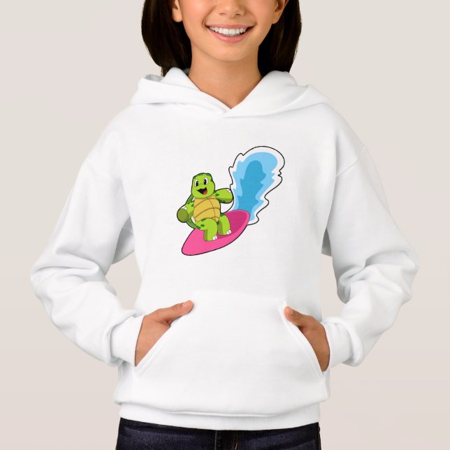 Schildkröte als Surfer mit Surfboard Hoodie (Vorderseite)