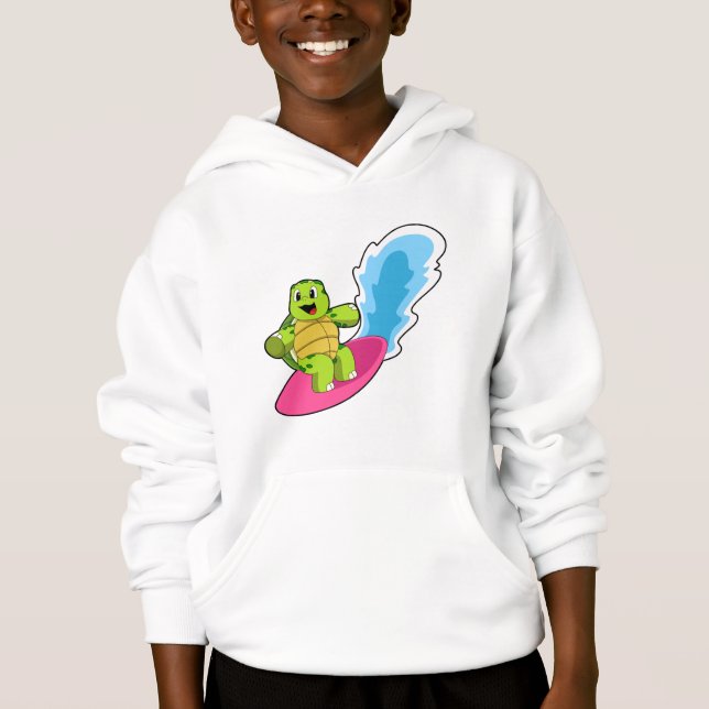 Schildkröte als Surfer mit Surfboard Hoodie (Vorderseite)