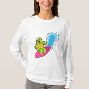 Schildkröte als Surfer mit Surfboard T-Shirt