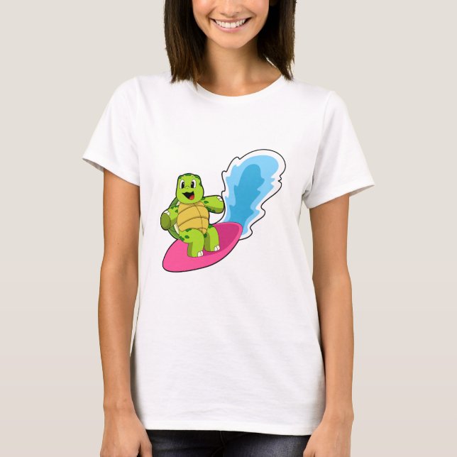 Schildkröte als Surfer mit Surfboard T-Shirt (Vorderseite)