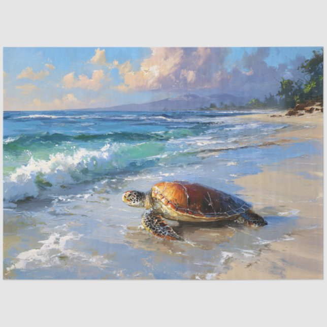 Schildkröte am Strand Decoupage Seidenpapier (Vorderseite)