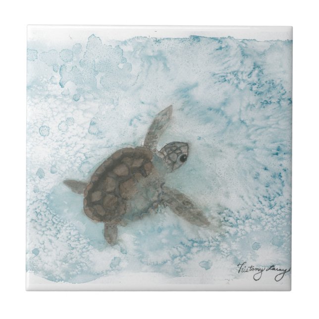 Schildkröte-Aquarell-Malerei Fliese (Vorderseite)