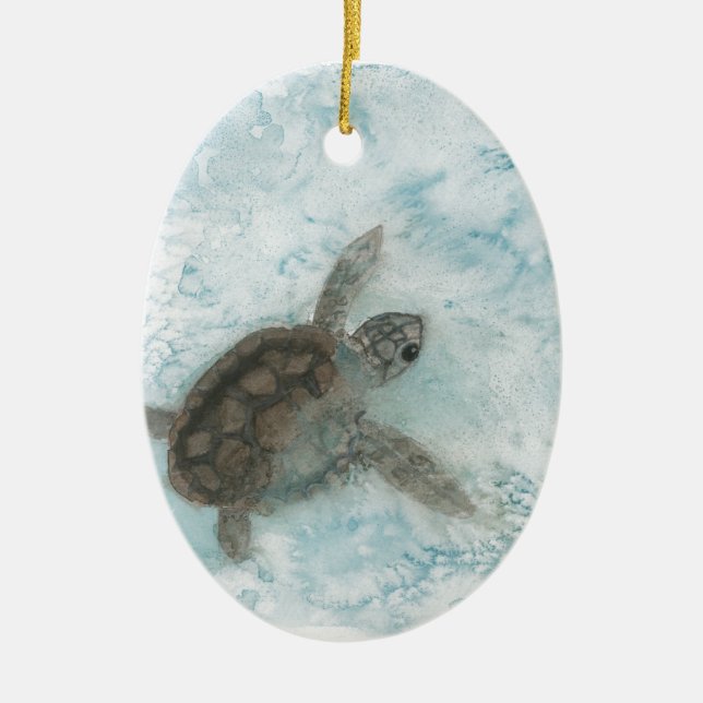 Schildkröte-Aquarell-Malerei Keramikornament (Vorne)