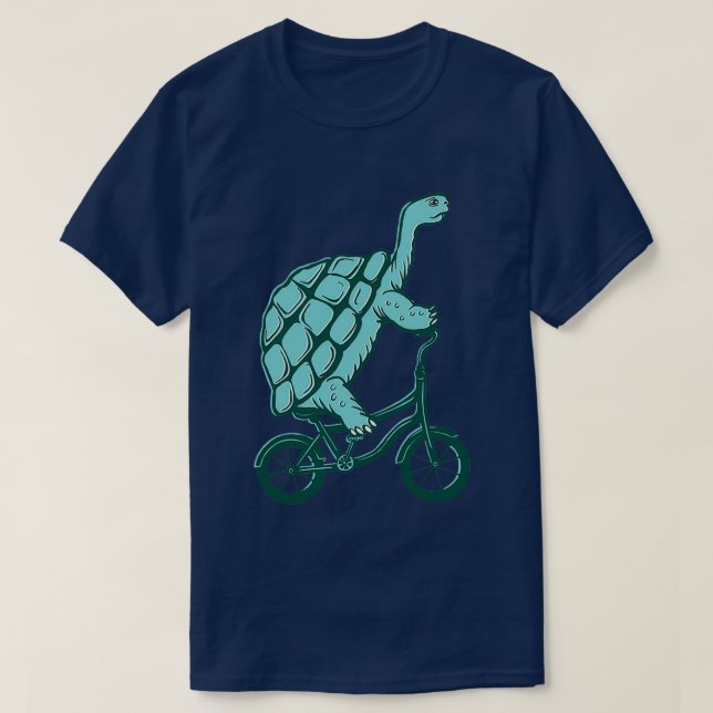 Schildkröte auf dem Fahrrad T-Shirt (Design vorne)